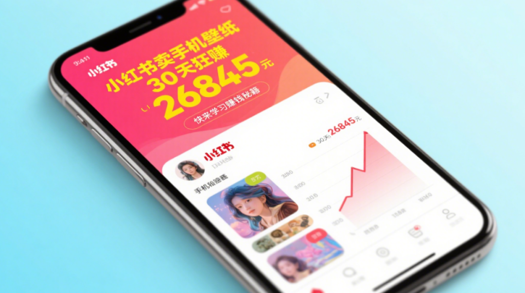 小红书卖手机壁纸，30天挣了26845，实操项目全拆解